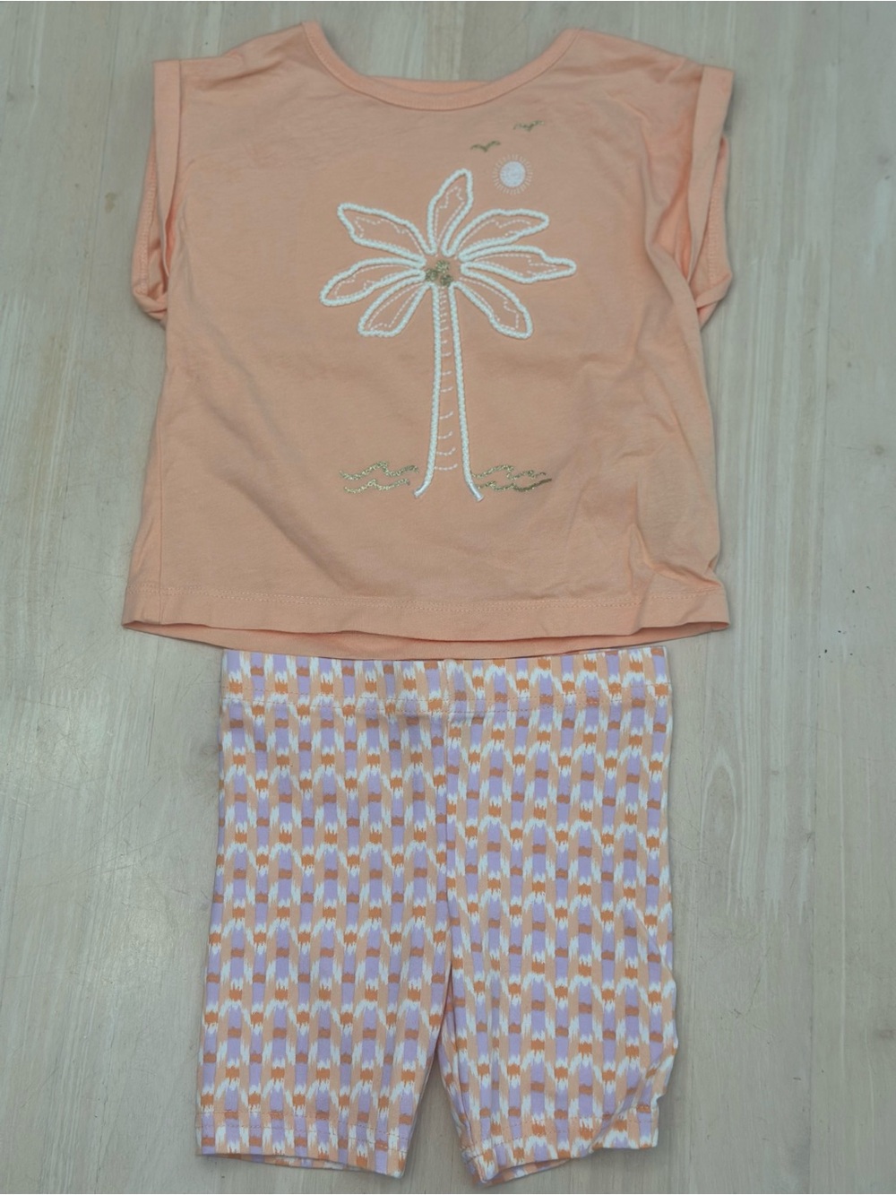 Carter’s Peach Palm Tree 2-Piece Top & Bike Shorts Set